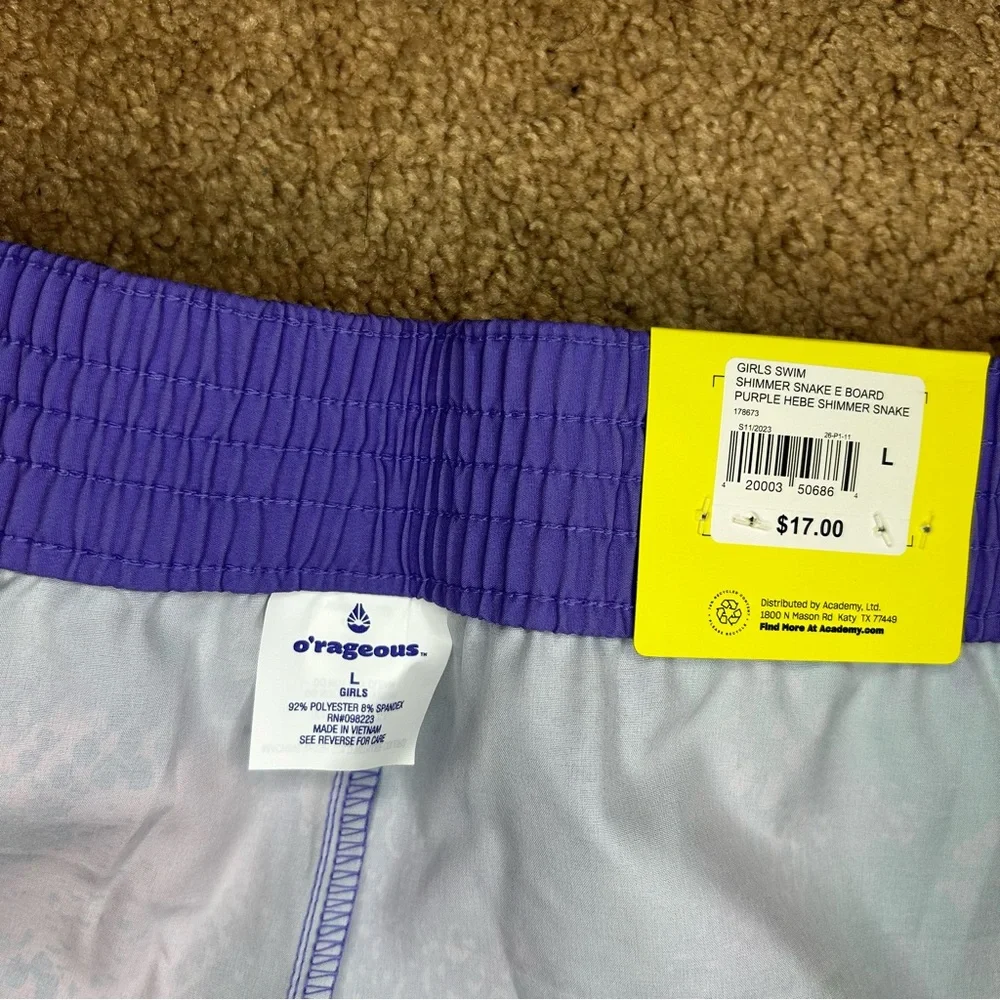 O’rageous Girls Swim Shorts Large Purple Snake NWT‎